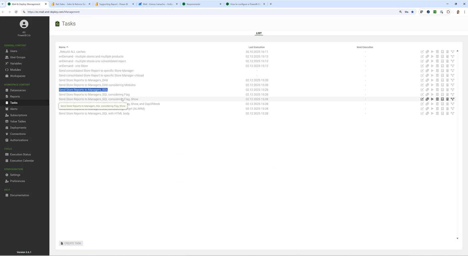 Mail & Deploy - Tasks - Informatec