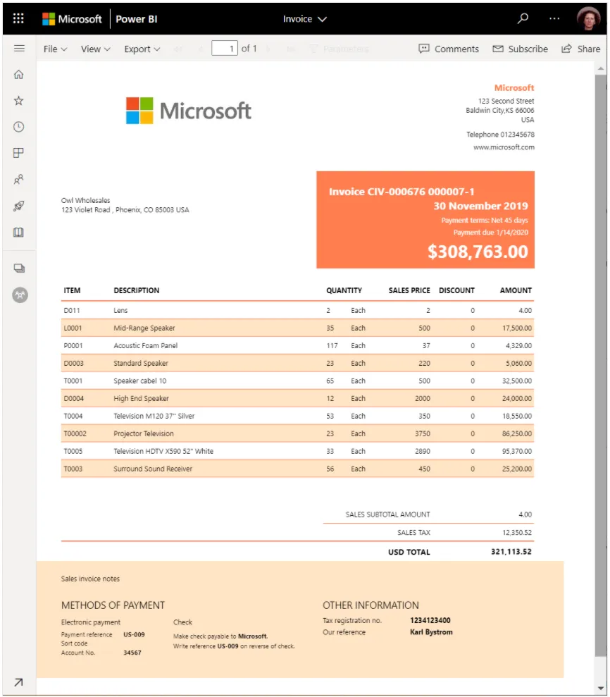 Power BI Report Builder Paginierte Berichte