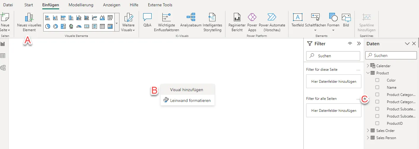 Erstellen einer Visualisierung Microsoft Power BI