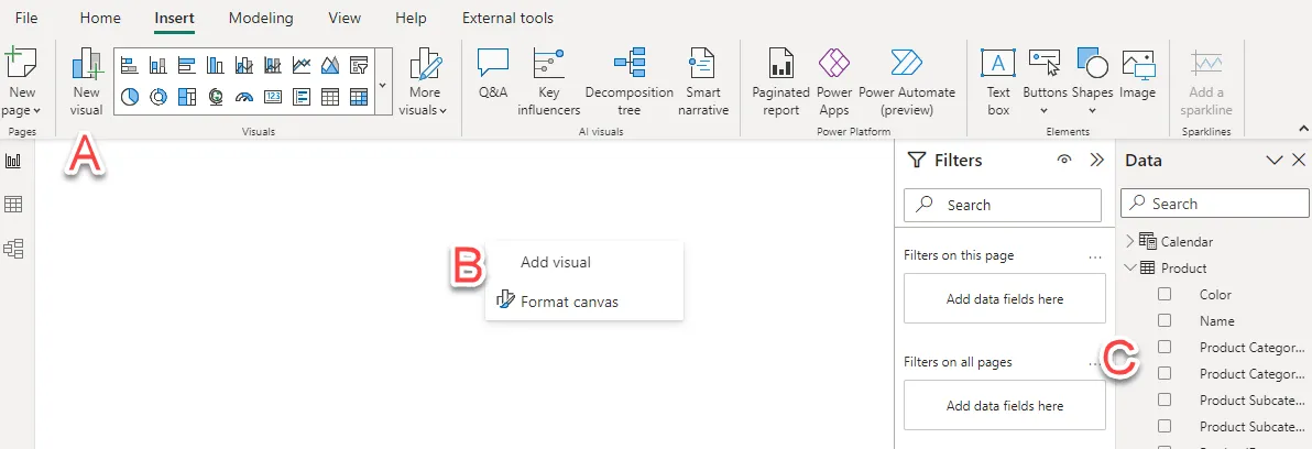 Building a visual on-object in Microsoft Power BI